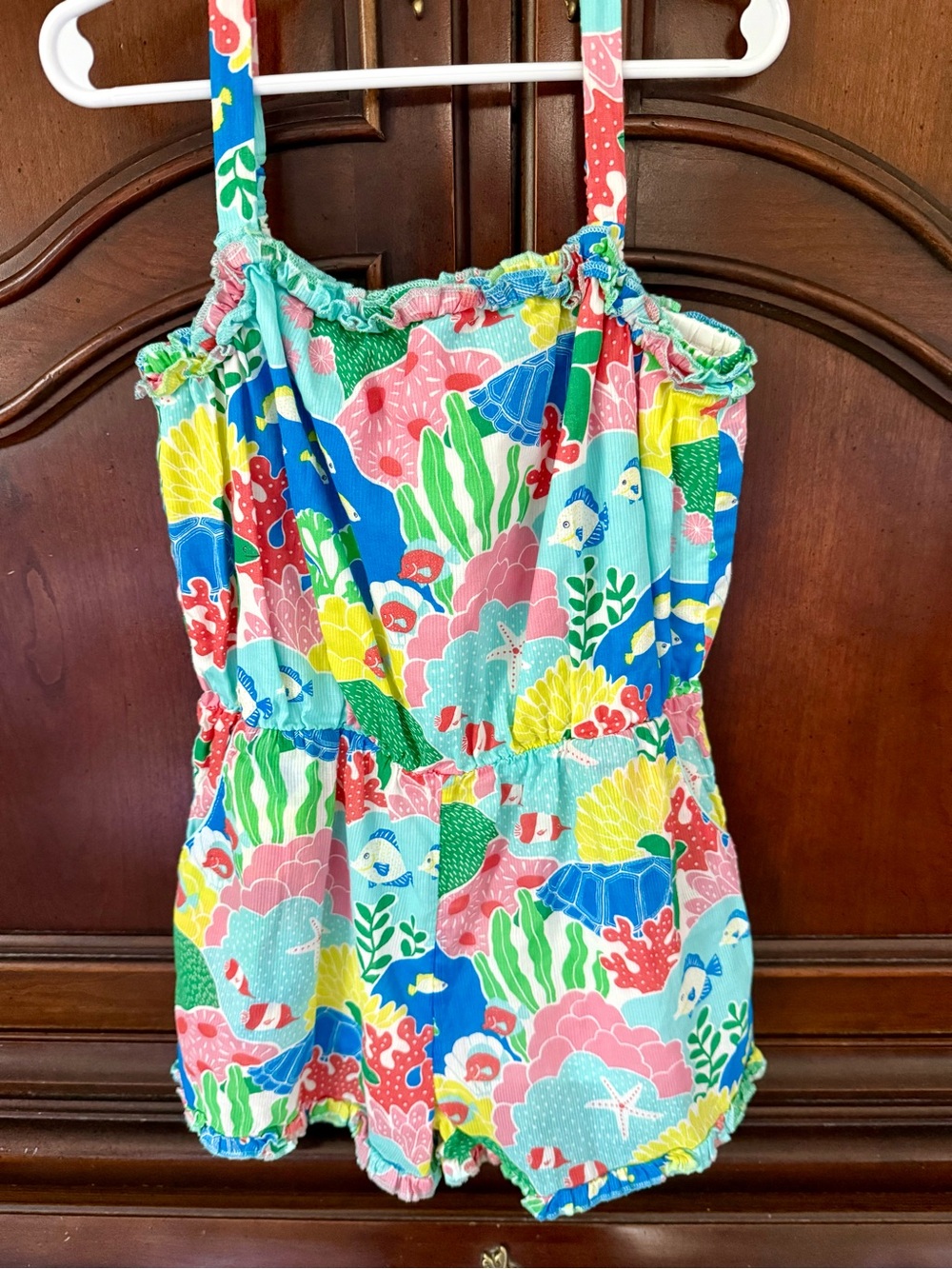 Mini Boden Under the Sea Romper Girls 7-8Y Ocean Print